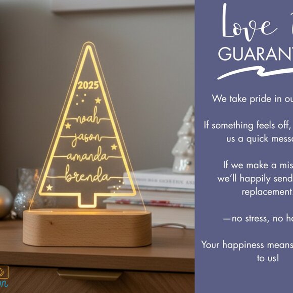 Personalized Christmas Tree Night Light – Custom LED Holiday Lamp - Picture 6 of 8